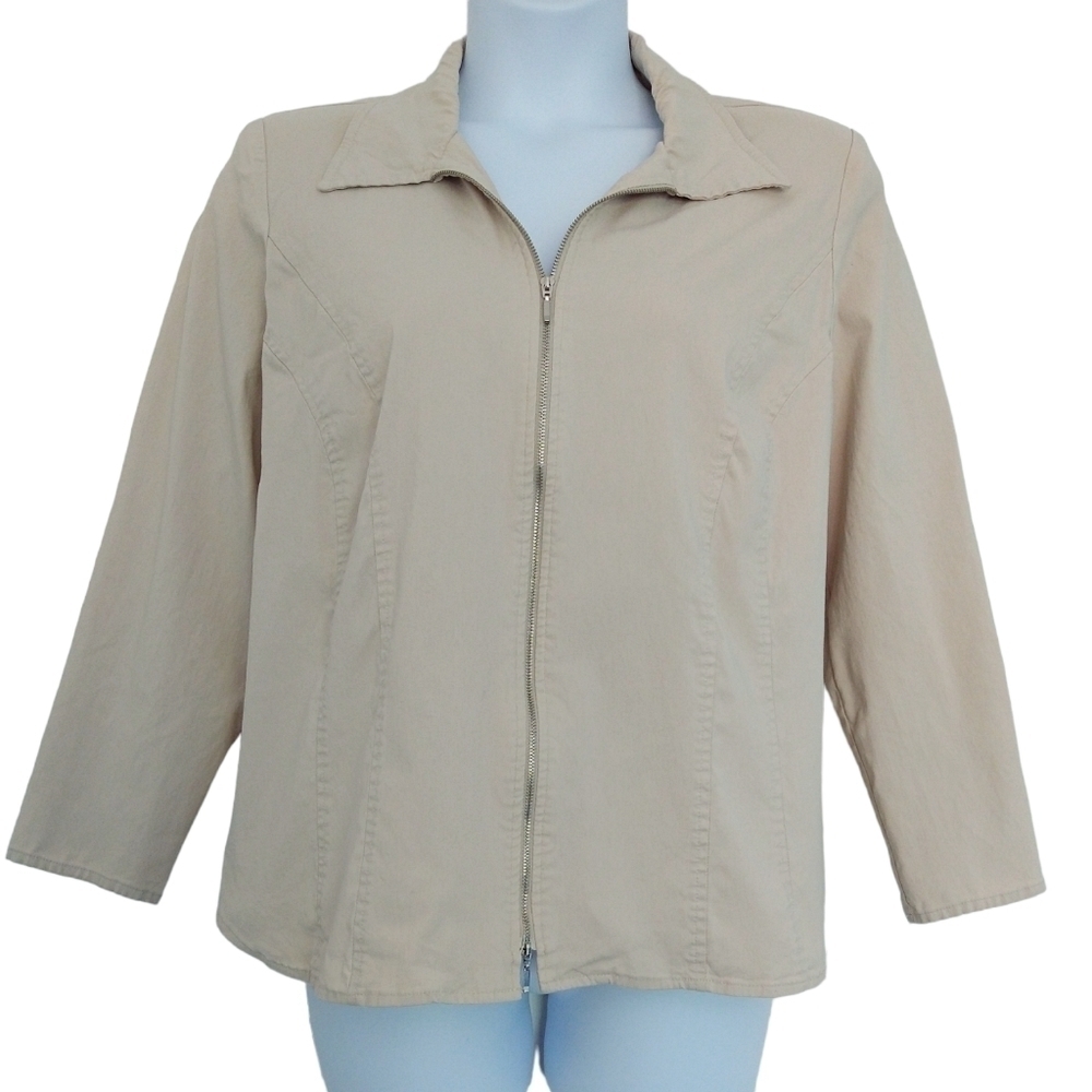 Lane Bryant Beige Lightweight Full Zip Jacket Modern Neutral Stretchy